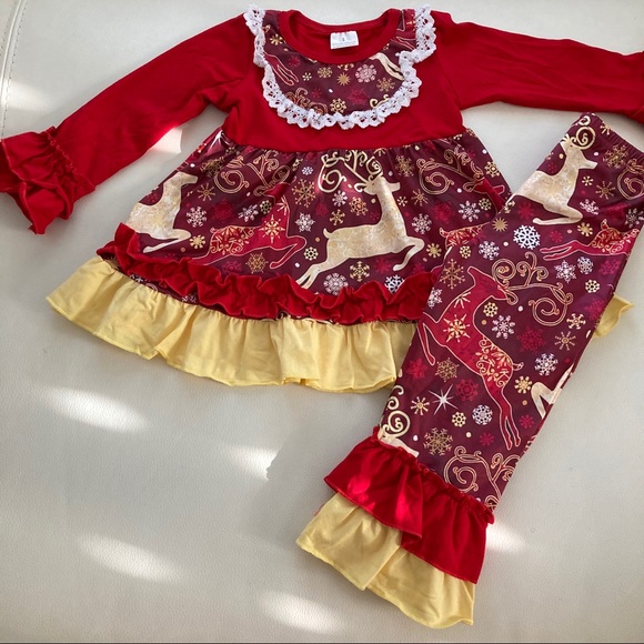 Christmas 🎄 🦌 Deer Cute Embroidered pants set - Picture 3 of 8